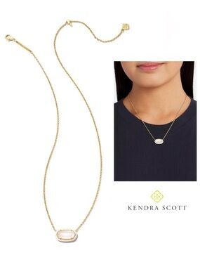 Kendra Scott Elisa Gold Enamel Framed Short Pendant Necklace NWT